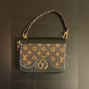 Brown and Black Monogram Clutch Credit Card Holder